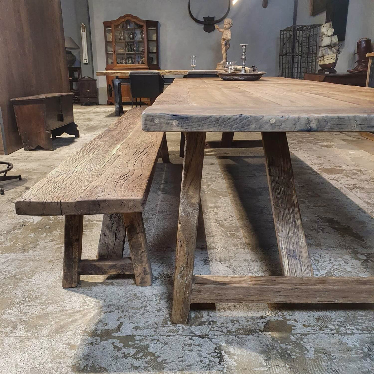 Dining bench of old oak wood in country style – Z007-B