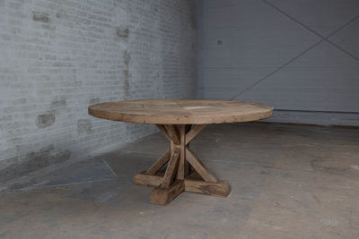Round refectory dining table – old oak table top – Basel – Z017