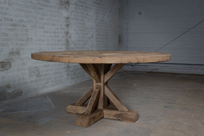 Round refectory dining table – old oak table top – Basel – Z017