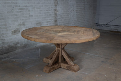 Round refectory dining table – old oak table top – Basel – Z017