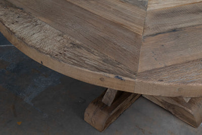 Round refectory dining table – old oak table top – Basel – Z017