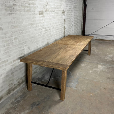 Rustic dining table Bato – reclaimed old oak and steel – Z032