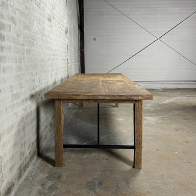 Rustic dining table Bato – reclaimed old oak and steel – Z032