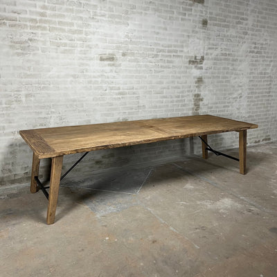 Rustic dining table Bato – reclaimed old oak and steel – Z032