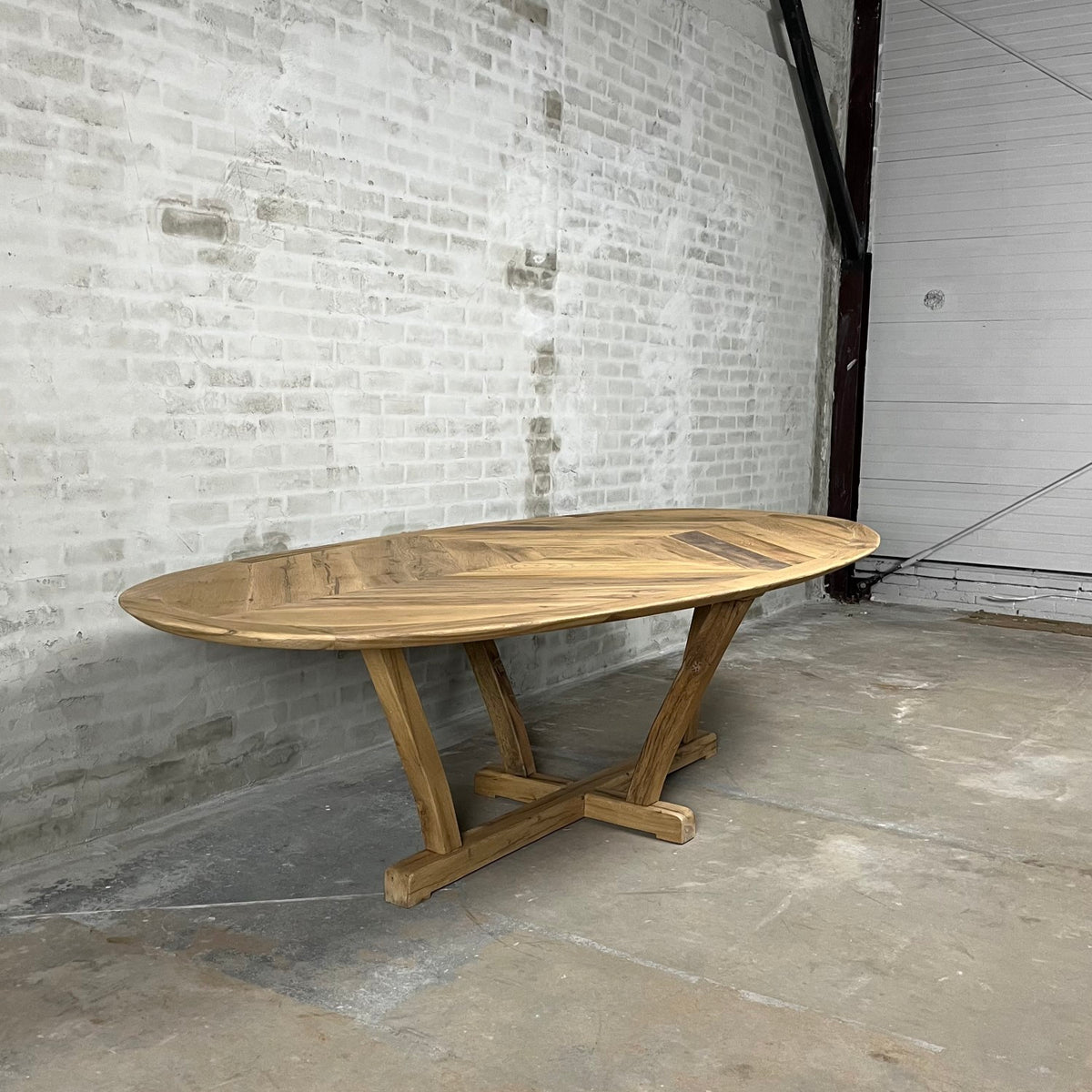 Oval dining table Deco styl reclaimed oakwood – In stock – H005