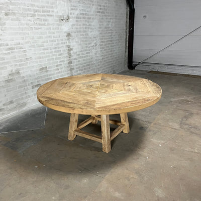 Round refectory table Lugano in old oak – Country style – Z034