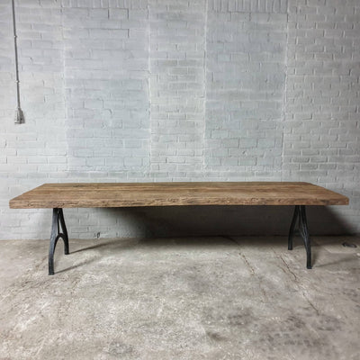 Industrial table with a 7cm sunburned reclaimed oak top – DT06