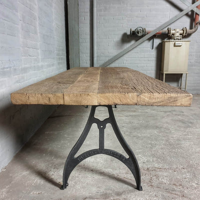 Industrial table with a 7cm sunburned reclaimed oak top – DT06