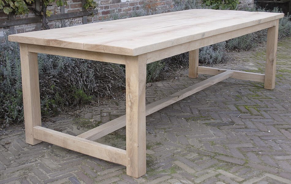 Refectory dining table – rustic oak table top – G016