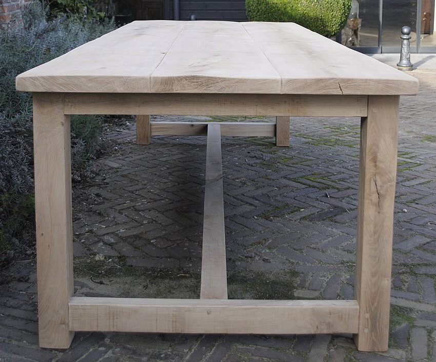 Refectory dining table – rustic oak table top – G016